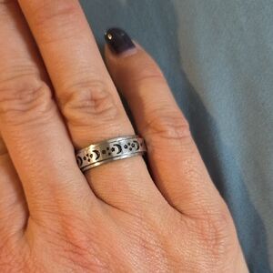 Silver Moon and Stars Ring